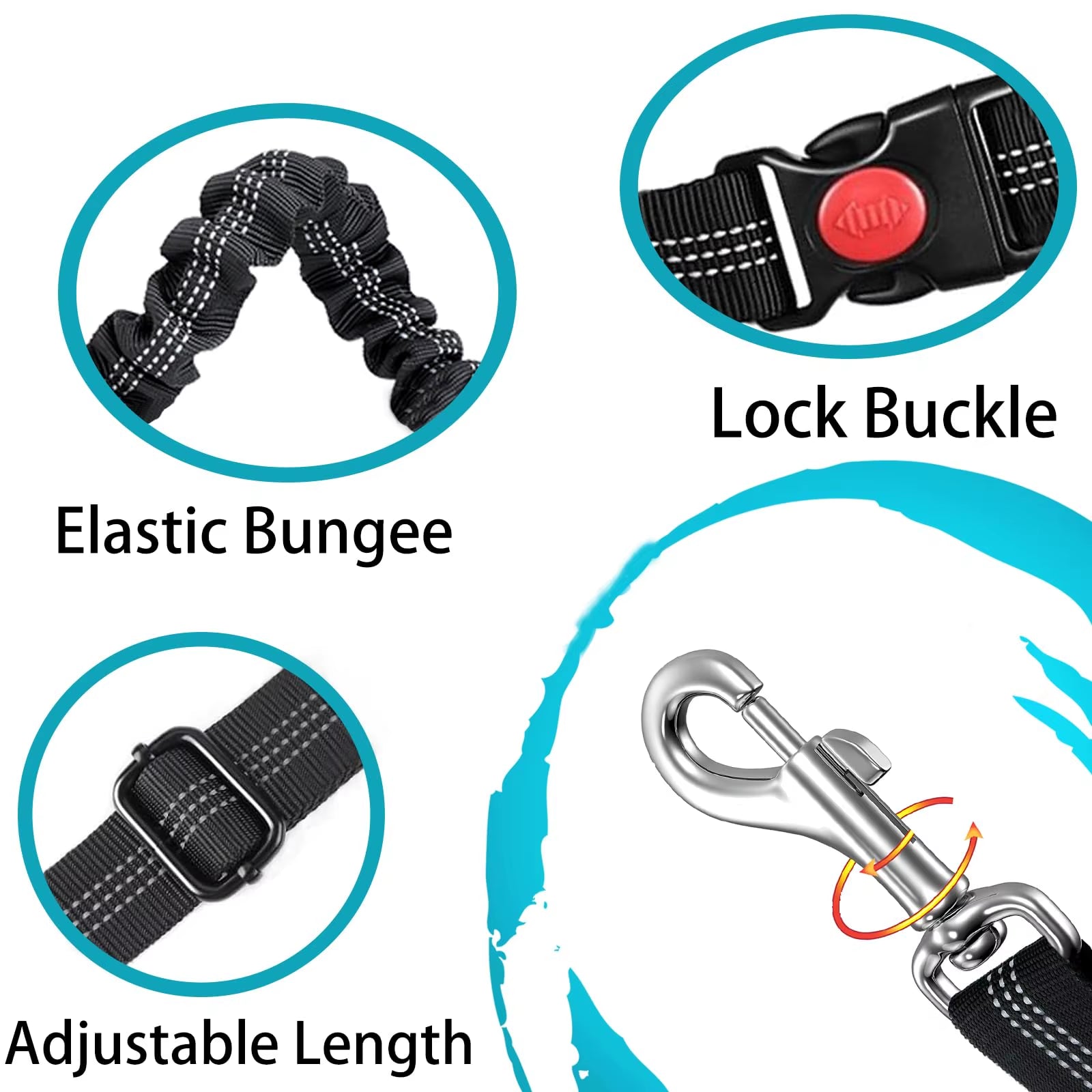 Dog Seat Belt,Updated Dual-Use Dog Seatbelt for Vehicle Headrests, Dog Car Leash - Bungee Retractable Adjustable for Your Pet, P