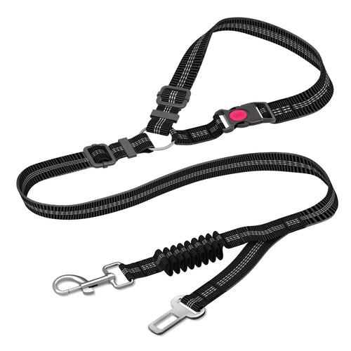 Dog Seat Belt,Updated Dual-Use Dog Seatbelt for Vehicle Headrests, Dog Car Leash - Bungee Retractable Adjustable for Your Pet, P