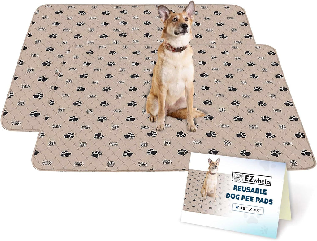 Reusable Dog Pee Pads, Washable Waterproof Mat 36X48 In, 2 Pack | 36X48 Washable Waterproof Pee Pads with Rounded Corners, Reusable Puppy Pads for Potty Training and Whelping, 2-Pack